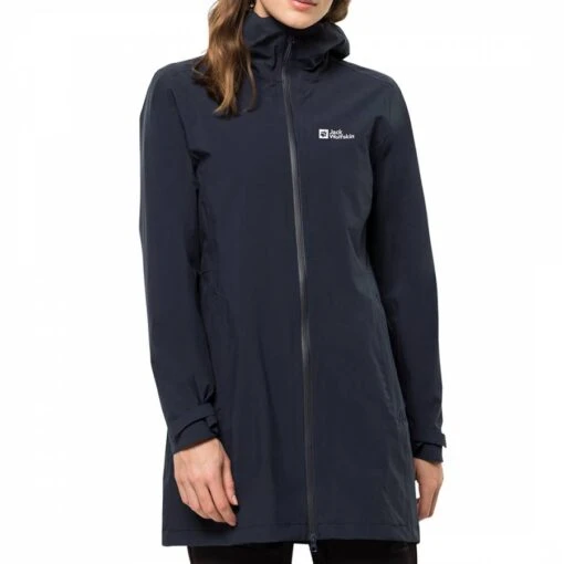 Jack Wolfskin Navy Pack & Go 2L Rain Coat