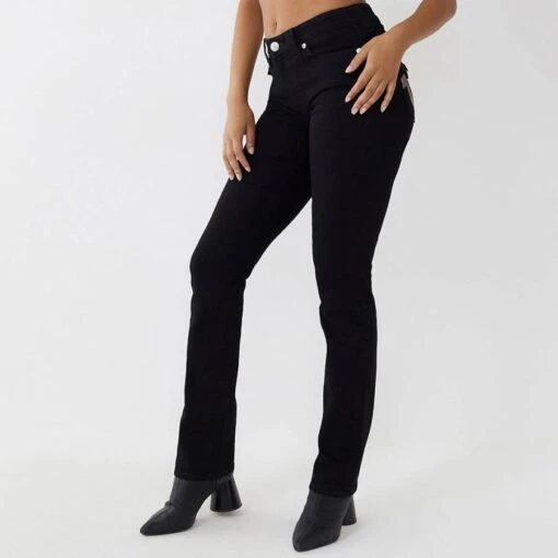 True Religion Black Billie Straight Stretch Jeans