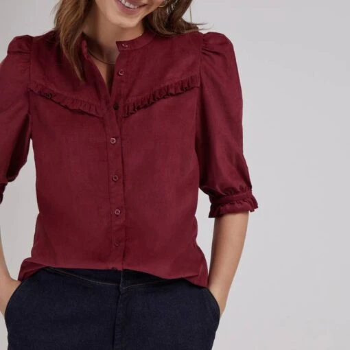 Burgandy Becca Cotton Blouse