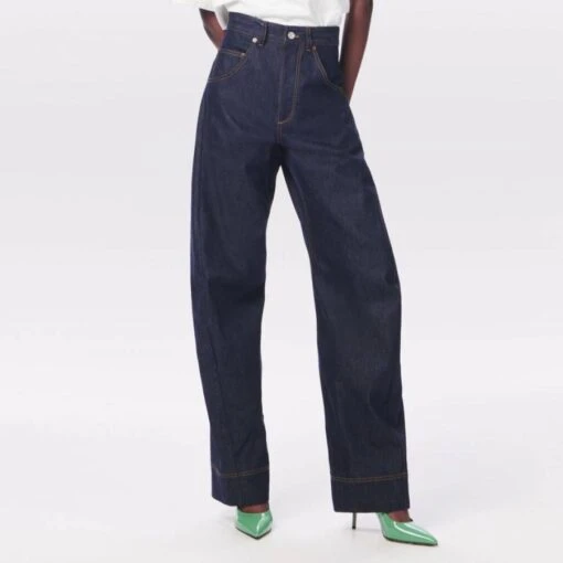 Victoria Beckham Dark Indigo Mick Wide Leg Jean