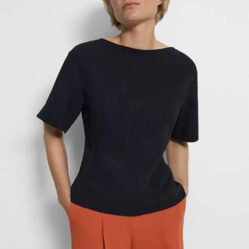 THEORY Navy Butterfly Top
