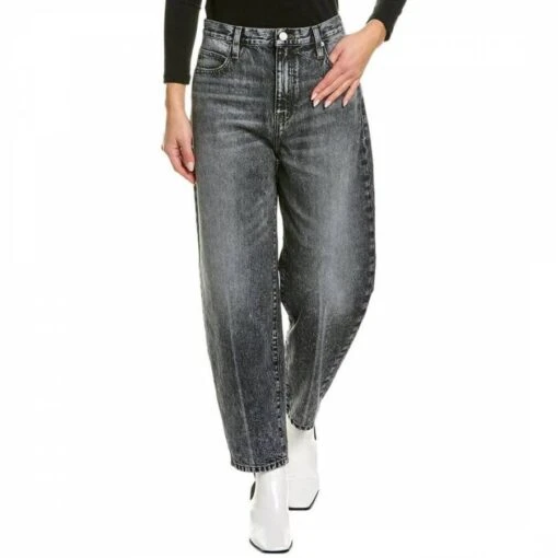 Grey Ultra High Rise Barrel Straight Leg Jean