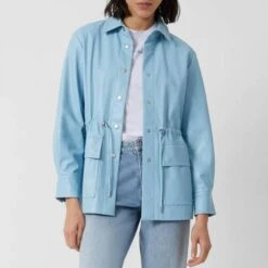 French Connection Blue Etta Leather Jacket