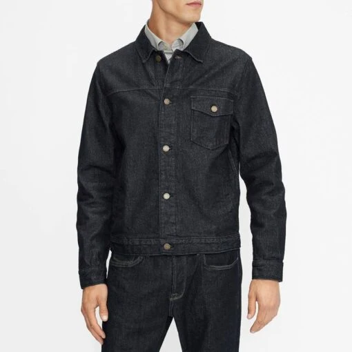 Ted Baker Navy Guitar Rinse Wash Raw Denim Jacket