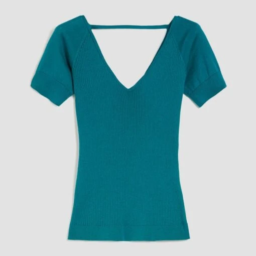 MAX & Co. Emerald V Neck Cotton Blend Top