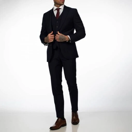 Navy Wool Blend 3-Piece Suit