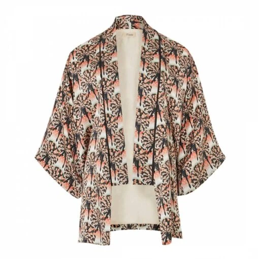 Multi Peach Cancan Silk Kimono