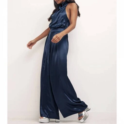 Navy Annie Cowl Neck Jumpsuit